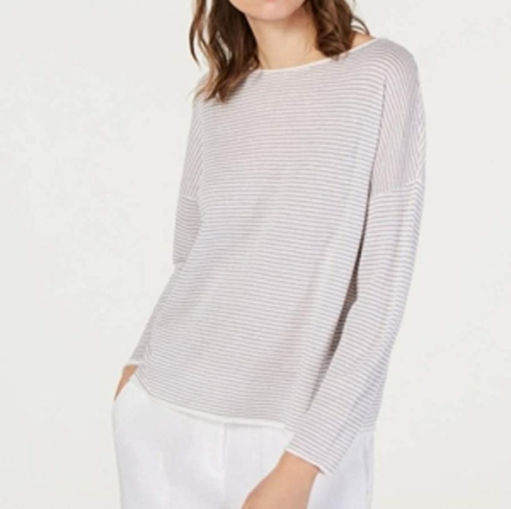 Eileen Fisher Striped Linen Cotton Top